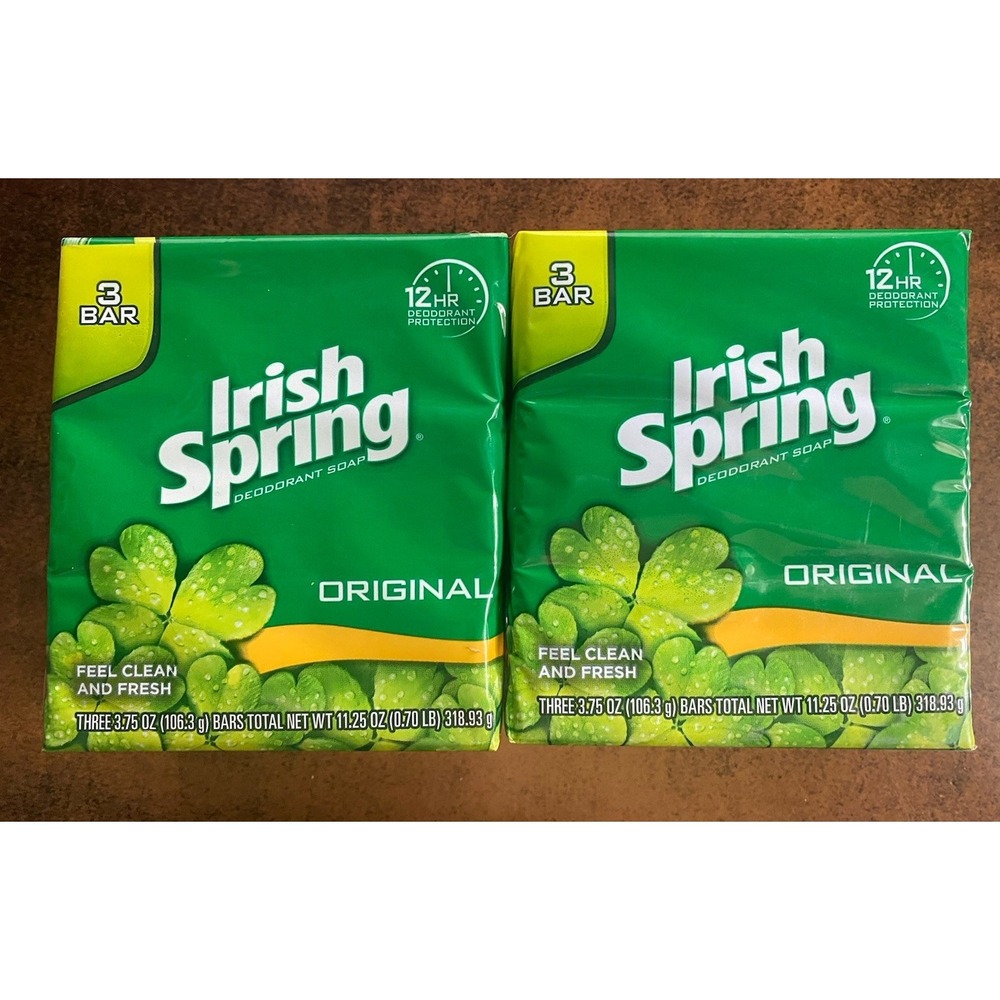 2 BOXES Irish Spring ORIGINAL SCENT Bar Soap 3.75 Ounce (Each Box is 3 bars X 2)
